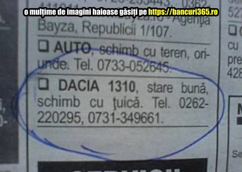 anunt privind schimbarea unei masini